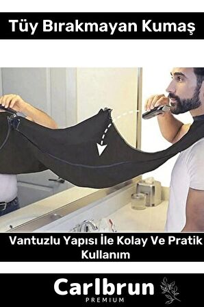 Premium Pratik Vakumlu Aynaya Yapıştırma Aparatlı Evde Saç Sakal Kesme Siyah Tıraş Örtüsü