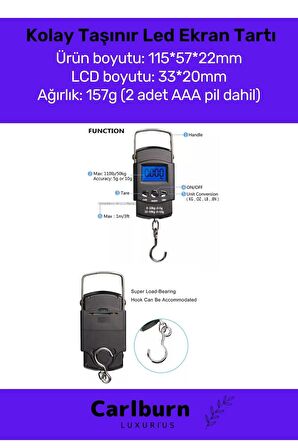 Deluxe Lcd Ekran Seyahat Bavul Ağırlık Tartı Dijital Çok Amaçlı Taşınabilir Bagaj Tartısı Max 50 Kg