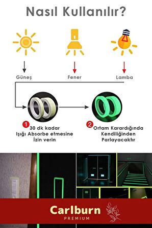 Karanlıkta Işık Veren Yansıyan 4 Metre Fosforlu Yeşil Şerit Bant Kendinden Yapışkanlı Reflektör Bant