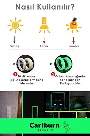 Karanlıkta Işık Veren Yansıyan 8 Metre Fosforlu Yeşil Şerit Bant Kendinden Yapışkanlı Reflektör Bant