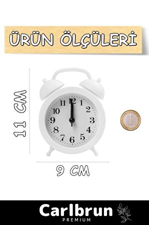 Premium Yüksek Sesli Alarmlı Pilli Dekoratif Çift Çanlı Mini Masaüstü Analog Dekoratif Çalar Saat