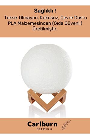 Premium Seri Çevre Korumalı 3d Standlı Küre Dekoratif Yüksek Performanslı Led Ay Gece Masa Lambası