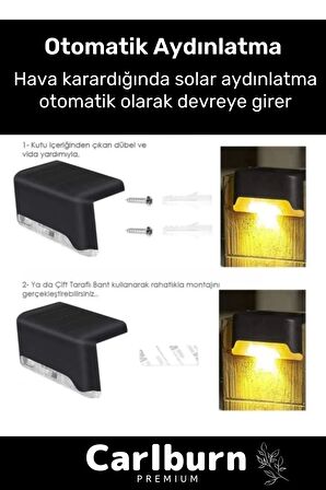 Özel Su Geçirmez Solar Güneş Enerjili Şarj Edilen Köşebent Merdiven Veranda Bahçe 4'lü Led Set