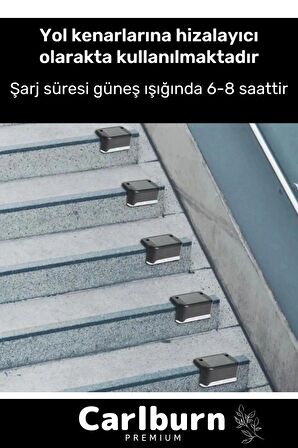 Özel Su Geçirmez Solar Güneş Enerjili Şarj Edilen Köşebent Merdiven Veranda Bahçe 8'li Led Set