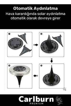 Özel Su Geçirmez Dayanıklı 8 Ledli Solar Güneş Enerjili Işık Bahçe Dekor Aydınlatma Lambası - 4 Adet