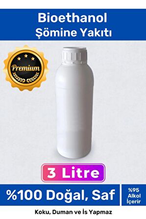 Özel Üretim %100 Doğal Saf Temiz Çevre Dostu Sıvı Koku Yapmayan Bioethanol Şömine Yakıtı 3 Litre