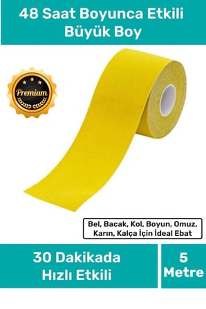 Hızlı Etkili Büyük Boy Kas Eklem Bel Bacak Kol Boyun Sırt Omuz Karın Kalça Ağrı IsıI Bandı 5cm x 5m