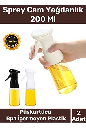 Deluxe Atomize Başlık Fan Şekilli Püskürtücü Bpa İçermeyen Plastik Sprey Cam Yağdanlık 200 Ml 2 Adet