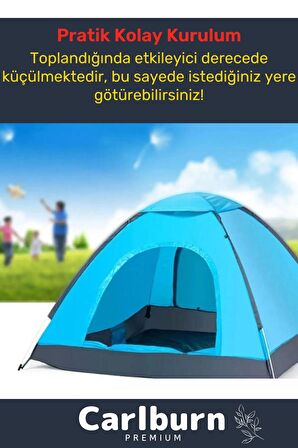 Premium Su Geçirmez Kapı Sineklik Tüllü Dayanıklı Kumaş Pratik Kolay Kurulum 2-3 Kişilik Kamp Çadırı