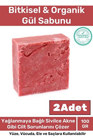 Özel Üretim %100 Doğal Koku Yüz Cilt Beyazlatıcı Organik Nemlendirici Gül Sabunu 2 Adet