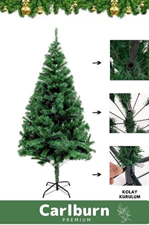 Premium Kutu Süsleme Seti Yılbaşı Çam Ağacı Renkli Işığı Yeni Yıl Süsleri Noel Paketi 180 Cm 400 Dal