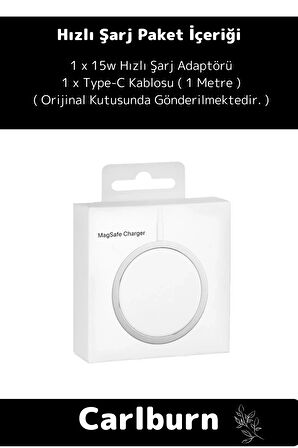 iPhone 11 12 13 14 15 Magsafe Kablosuz Hızlı Şarj Aleti Apple Tam Uyumlu Wireless Charger Adaptörü