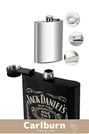 Özel Üretim Jack Daniels Uzun Süre Soğuk Tutan Kahve Çelik Kutulu 1 Matara 4 Shot Bardak Hediye Seti