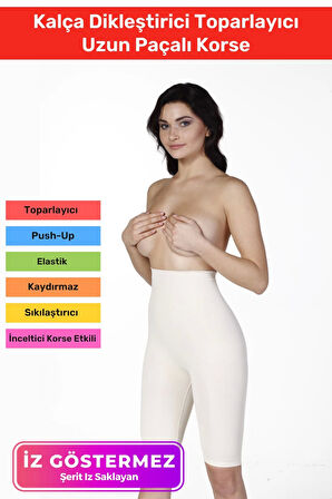 Yüksek Bel İnceltici Terlemeyi Önleyen Kaymaz Destekli İz Göstermeyen Uzun Paçalı Toparlayıcı Korse