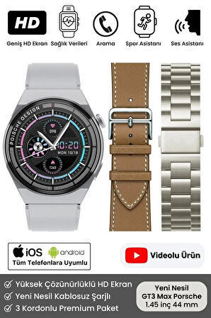 Premium Full HD Ios Android Uyumlu GT3 Max Spor Sağlık Sensörlü Watch 3 Kordonlu Akıllı Saat