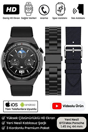 Premium Full HD Ios Android Uyumlu GT3 Max Spor Sağlık Sensörlü Watch 3 Kordonlu Akıllı Saat