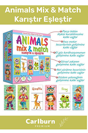 Özel Üretim Zeka Geliştirici Çocuk El Göz Koordinasyonu Animals Mix & Match Karıştır Eşleştir