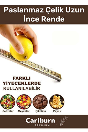 Özel Üretim Kaliteli Dayanıklı Paslanmaz Çelik Keskin Uzun İnce Limon Peynir Sarımsak Rendesi 27cm