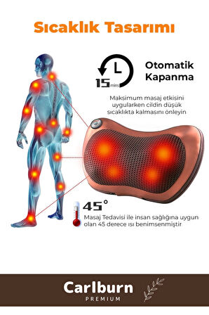 Premium 4 Başlıklı Yıkanabilir Kılıflı Aydınlatma Kutulu Araç Ev Ofis Omuz Boyun Sırt Masaj Aleti