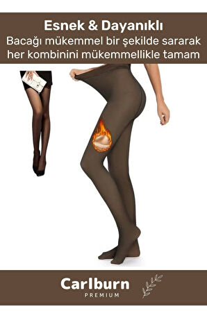 Nefes Alabilen Peluş Kışlık İnceIçi Polarlı Dokuma Siyah Şık Ten Görünümlü Termal Külotlu Çorap Tayt