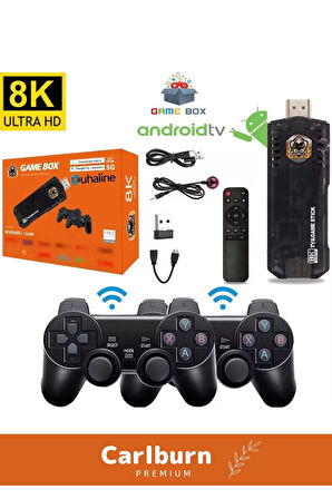 36500 Oyunlu Atari 5G 8k HDR Ultra HD Çözünürlük 64 GB Tv Game Box Android Tv 2 Kollu Oyun Konsolu