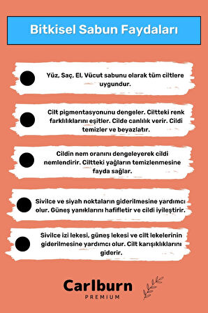 Doğal Güzel Kokulu El Yüz Saç Vücut Cilt Onaran Kolajen Etkili Zerdeçal Bitkisel Sabun 3 Adet