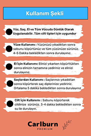 Doğal Güzel Kokulu El Yüz Saç Vücut Cilt Onaran Kolajen Etkili Zerdeçal Bitkisel Sabun 3 Adet
