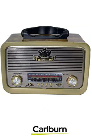 Yüksek Sesli Fiş Priz Retro Şarjlı & Pilli Fm Bluetooth Usb Mp3 Aux TF Sd Dekoratif Nostaljik Radyo