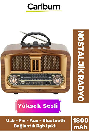 Kaliteli Yüksek Sesli Retro Şık Ahşap Bluetooth Bağlantılı Fm Usb Tf Aux Şarjlı Nostaljik Radyo