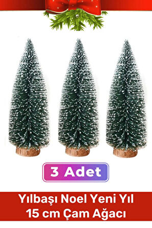 Mini Çam Masaüstü Minyatür Dekorasyon Küçük Süs Kar Yeni Yıl Noel Yapay Sedir Ağacı 15cm 3 Adet