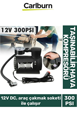 10 Litre Hava Hacimli Araç Çakmak Soketi İle Çalışan Lastik 12V 300 PSI Taşınabilir Hava Kompresörü