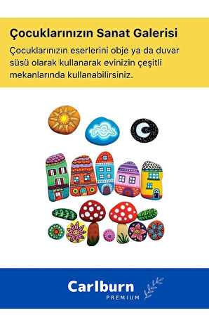 3 Yaş Üstü Çocuklar Için Zeka Geliştirici 6 Renk Akrilik Boyalı Fırçalı Taş Boyama Aktivite Seti