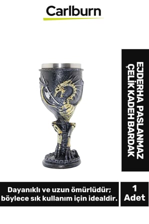 Dekoratif Şık Hediyelik Sevgili Arkadaş Ejderha Paslanmaz Çelik Kadeh Bardak 19*7 Cm