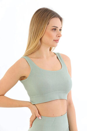 Özel Üretim Göğüs Toparlayıcı Sarkma Önleyen Spor Günlük Kalın Askılı Pedli Fitilli Crop Büstiyer