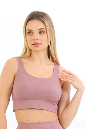 Özel Üretim Göğüs Toparlayıcı Sarkma Önleyen Spor Günlük Kalın Askılı Pedli Fitilli Crop Büstiyer