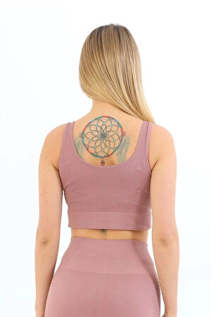 Özel Üretim Göğüs Toparlayıcı Sarkma Önleyen Spor Günlük Kalın Askılı Pedli Fitilli Crop Büstiyer