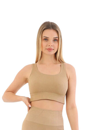 Özel Üretim Göğüs Toparlayıcı Sarkma Önleyen Spor Günlük Kalın Askılı Pedli Fitilli Crop Büstiyer