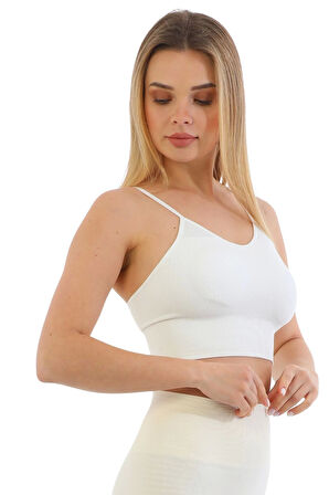 Özel Üretim Göğüs Toparlayıcı Sarkma Önleyen Spor Günlük İnce İp Askılı Pedli Fitilli Crop Büstiyer