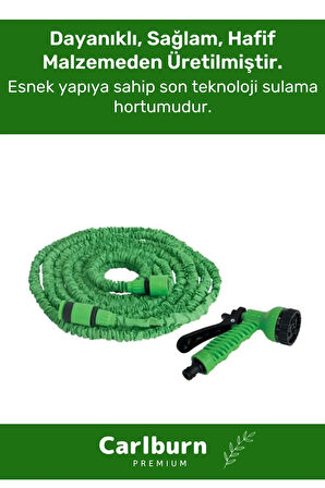 Premium Dolaşmaz Kırılmaz 7 Kademe Uzayan Bahçe Sulama Araç Yıkama Tabancalı 30 Metre Sihirli Hortum