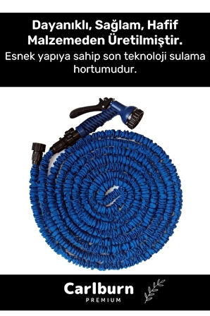 Premium Dolaşmaz Kırılmaz 7 Kademe Uzayan Bahçe Sulama Araç Yıkama Tabancalı 30 Metre Sihirli Hortum