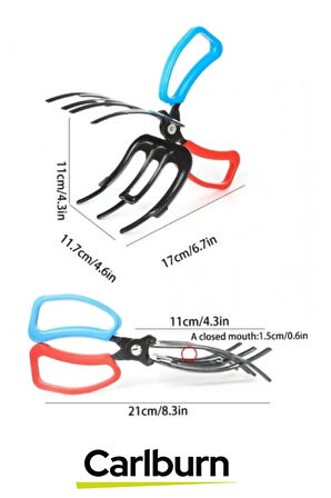 Özel Üretim Ergonomik Saplı Hafif Kaymayı Engelleyen 3 Pençeli 11 cm Balık Sabitleyici Maşa