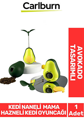 Özel Üretim Döner Mekanizmalı Avokado Şeklinde Kedi Naneli Mama Hazneli Kedi Oyuncağı