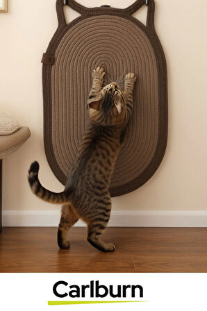 Özel Üretim Zemin Dostu Kaymaz %100 Doğal Jüt İp Dekoratif Kedi Kulaklı Tırmalama Paspası 40x70cm