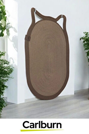 Özel Üretim Zemin Dostu Kaymaz %100 Doğal Jüt İp Dekoratif Kedi Kulaklı Tırmalama Paspası 40x70cm
