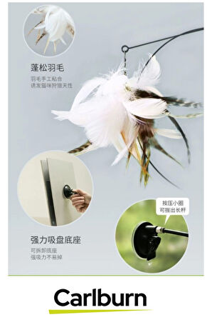 Premium İnteraktif Sabitlenebilen Tırmalama Yakalama İtme Vantuzlu Tüylü Zilli Kedi Oyun Oltası