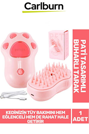 Özel Üretim Tüy Bakımı Kolaylaştıran Silikon Su Hazneli Doldurulabilen Pati Tasarımlı Buharlı Tarak