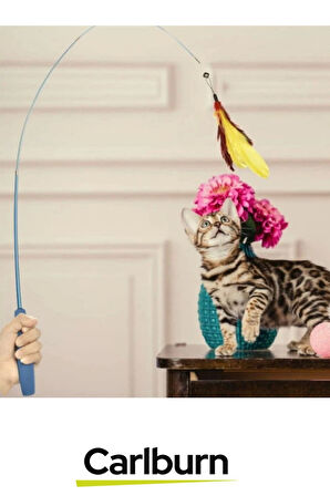 Özel Üretim Dayanıklı Bükülebilir Avcılık İçgüdüsü Teleskopik Zilli Tüylü Kedi Oyuncağı