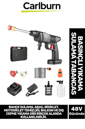 Premium Süper Güçlü 48V Şarjlı Çift Bataryalı Taşınabilir Basınçlı Yıkama Bahçe Sulama Oto Tabancası