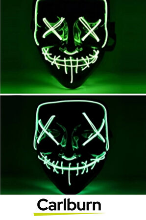 Özel Tasarım Pilli Dayanıklı Rahat Hafif 3 Modlu Uzun Süre Güçlü LED Işıklı Yeşil Maske 1 Adet