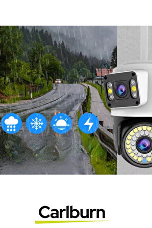 8MP Ultra HD 355° Yatay 90° Dikey Çift Lensli Otomatik Takip Dış Mekan Wi-Fi Mobil İzlenen Kamera